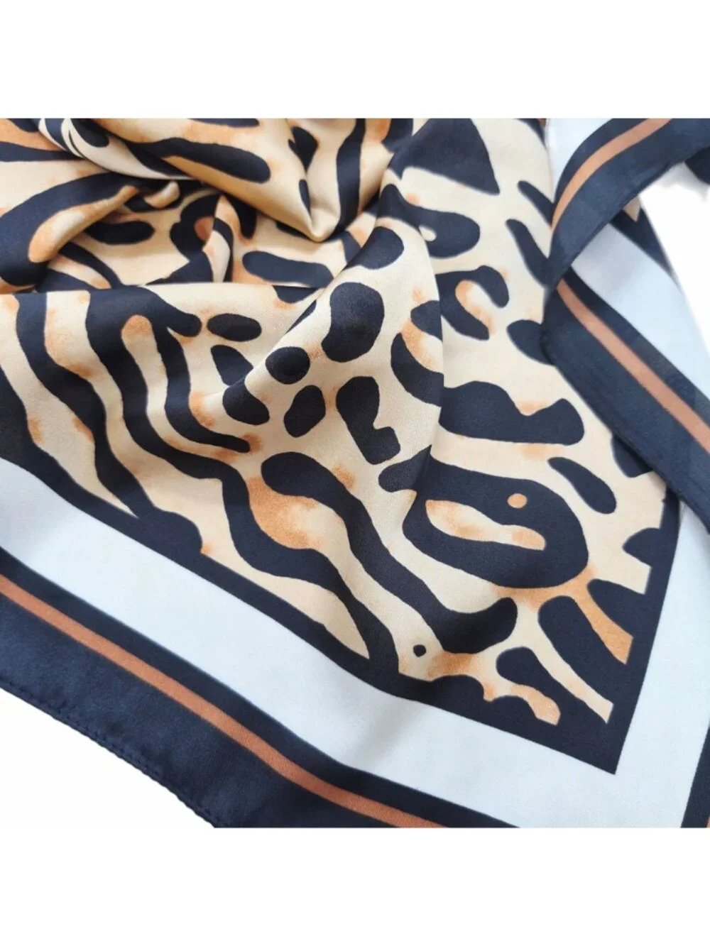 Luxury Cheetah Aninmal Print Silky Satin Soft Square Scarf Motif Begie Hijab New